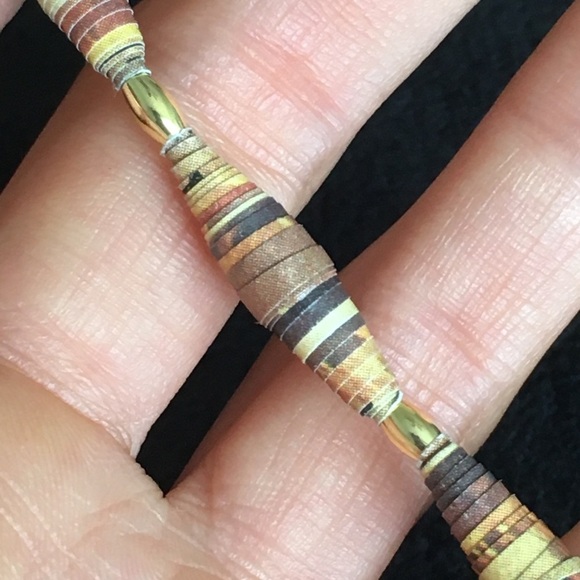 Earth Colored Paper Beaded Long Necklace - Picture 6 of 12